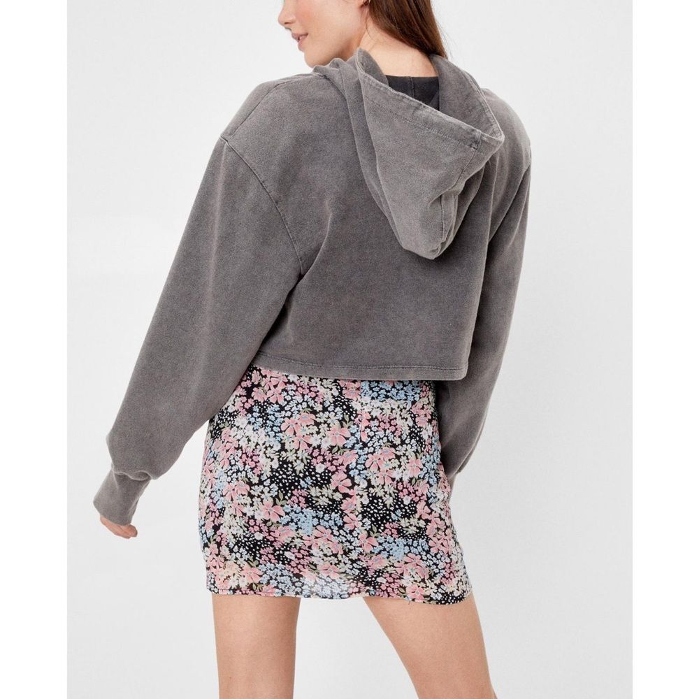 Nasty Gal Mini Skirt Size 4 Pink Floral Bias Cut Chiffon High Waist NWT New - Picture 4 of 5